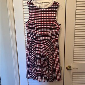 Donna Morgan Navy, White & Pink Striped Dress